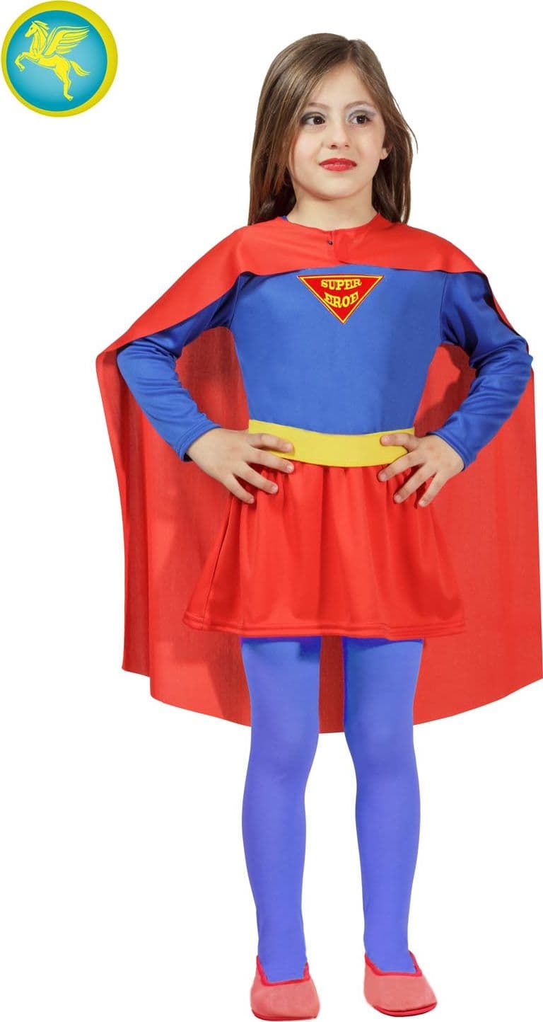 COSTUME SUPERHERO BAMBINA DA 3 A 10 ANNI - PEGASUS COD. 8140 - 2
