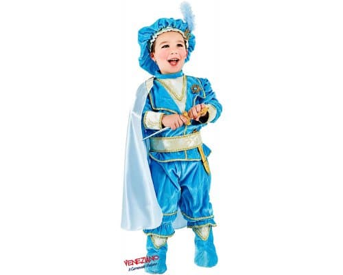 COSTUME PRINCIPINO AZZURRO IN VELLUTO NEONATO DA 0 A 3 ANNI - VENEZIANO COD. 2310 - 4