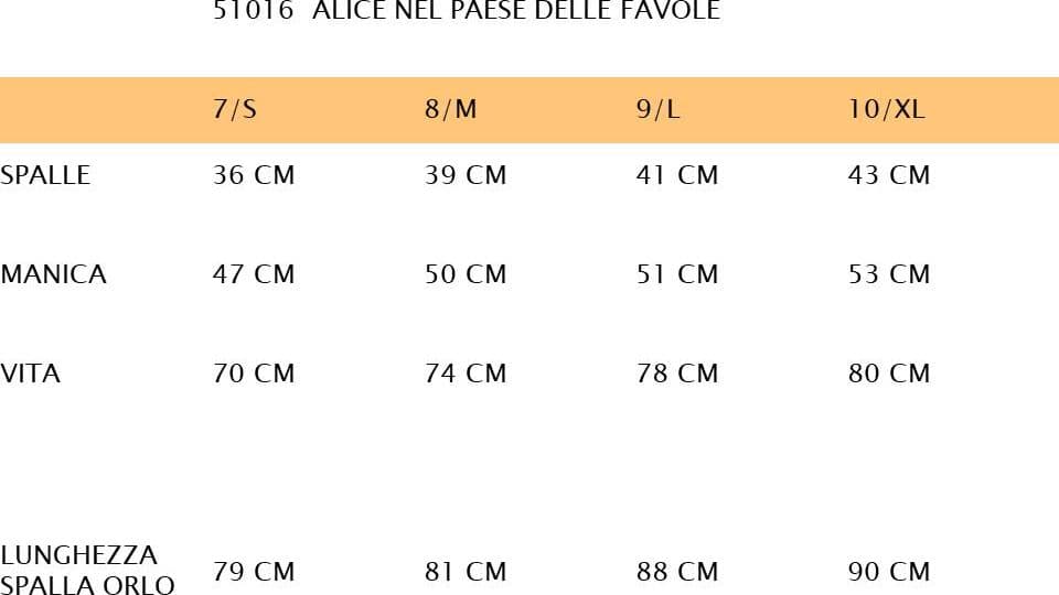 COSTUME ALICE NEL PAESE DELLE FAVOLE BAMBINA DA 7 A 10 ANNI VENEZIANO COD.51016 - 2