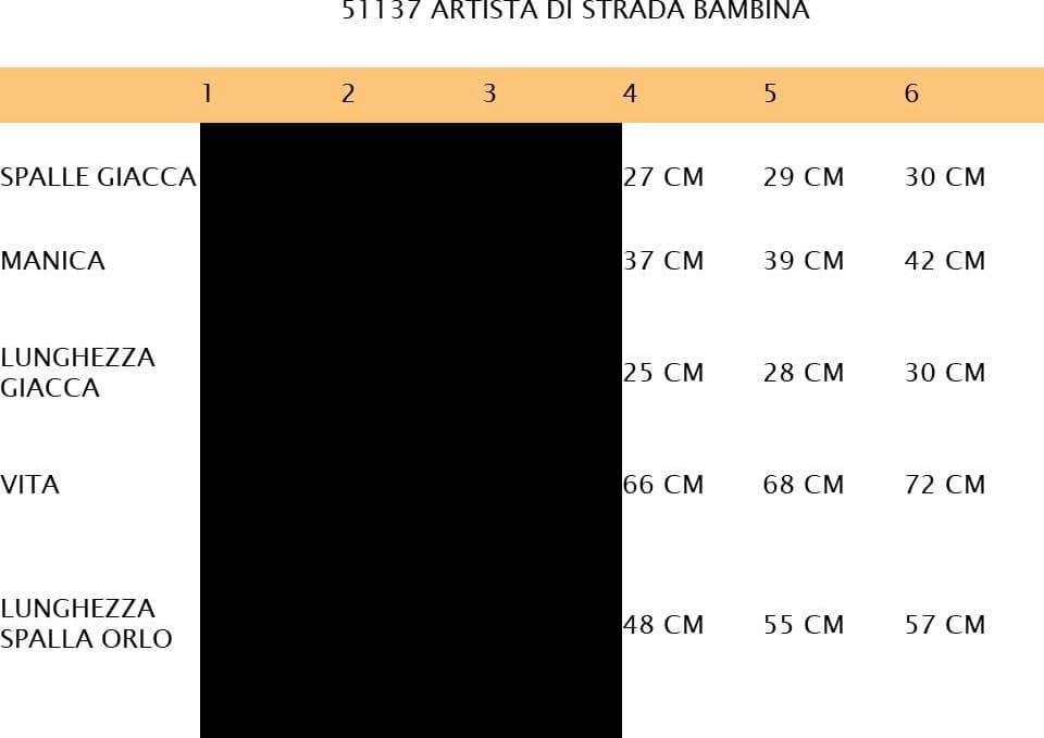 COSTUME ARTISTA DI STRADA BAMBINA DA 4 A 6 ANNI VENEZIANO COD. 51137 - 2