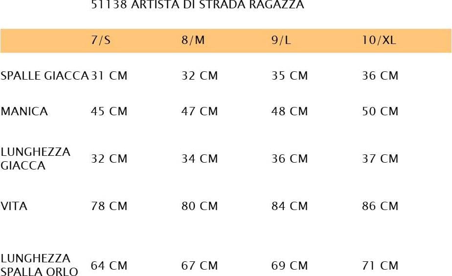 COSTUME ARTISTA DI STRADA RAGAZZA DA 7 A 10 ANNI VENEZIANO COD. 51138 - 3