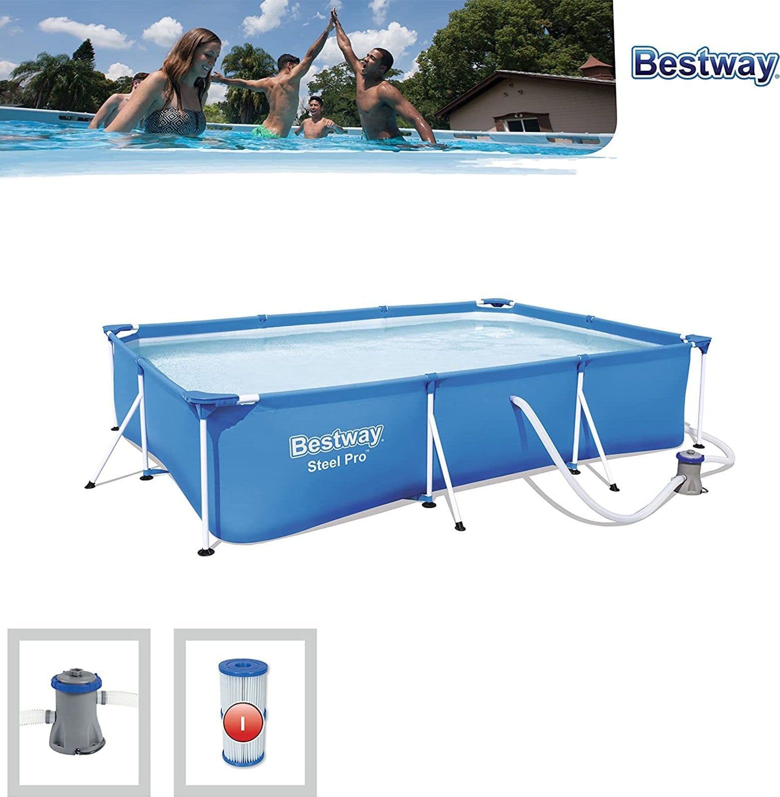 Piscina fuori terra rettangolare Bestway con pompa filtraggio 300 x 200 x h 66 cm - 2