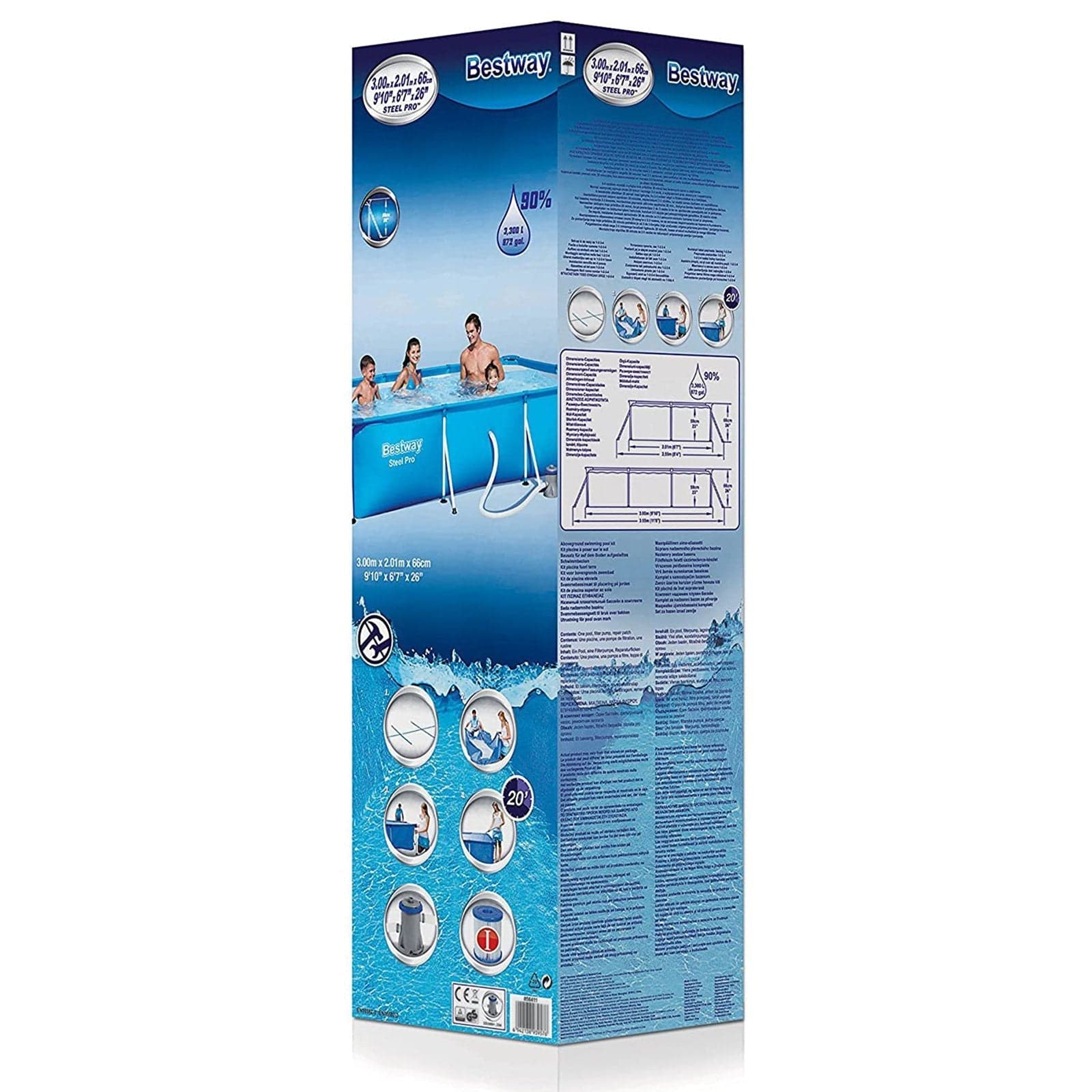 Piscina fuori terra rettangolare Bestway con pompa filtraggio 300 x 200 x h 66 cm - 4