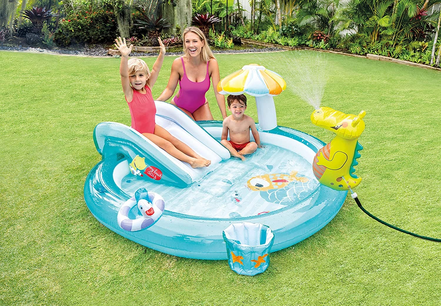 Piscina gonfiabile "Alligatore" con spruzzo per bambini 201 x 170 cm - 4