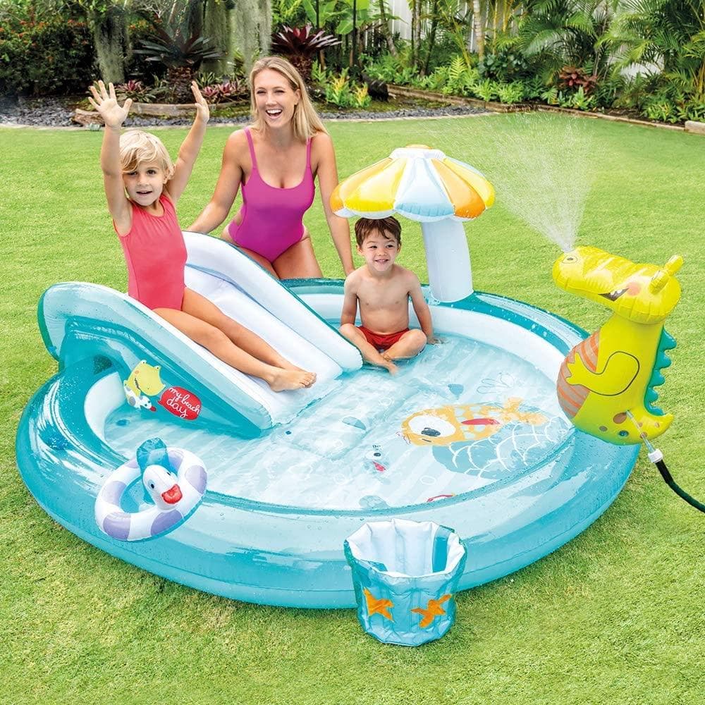 Piscina gonfiabile "Alligatore" con spruzzo per bambini 201 x 170 cm - 5