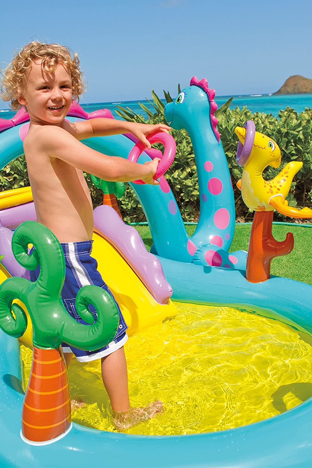 Piscina gonfiabile "Dinosauro" con spruzzo per bambini 297 x 193 cm - 2