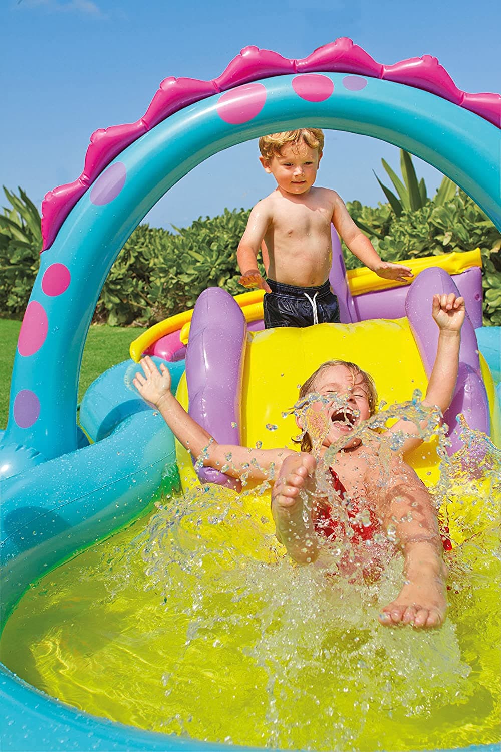 Piscina gonfiabile "Dinosauro" con spruzzo per bambini 297 x 193 cm - 5