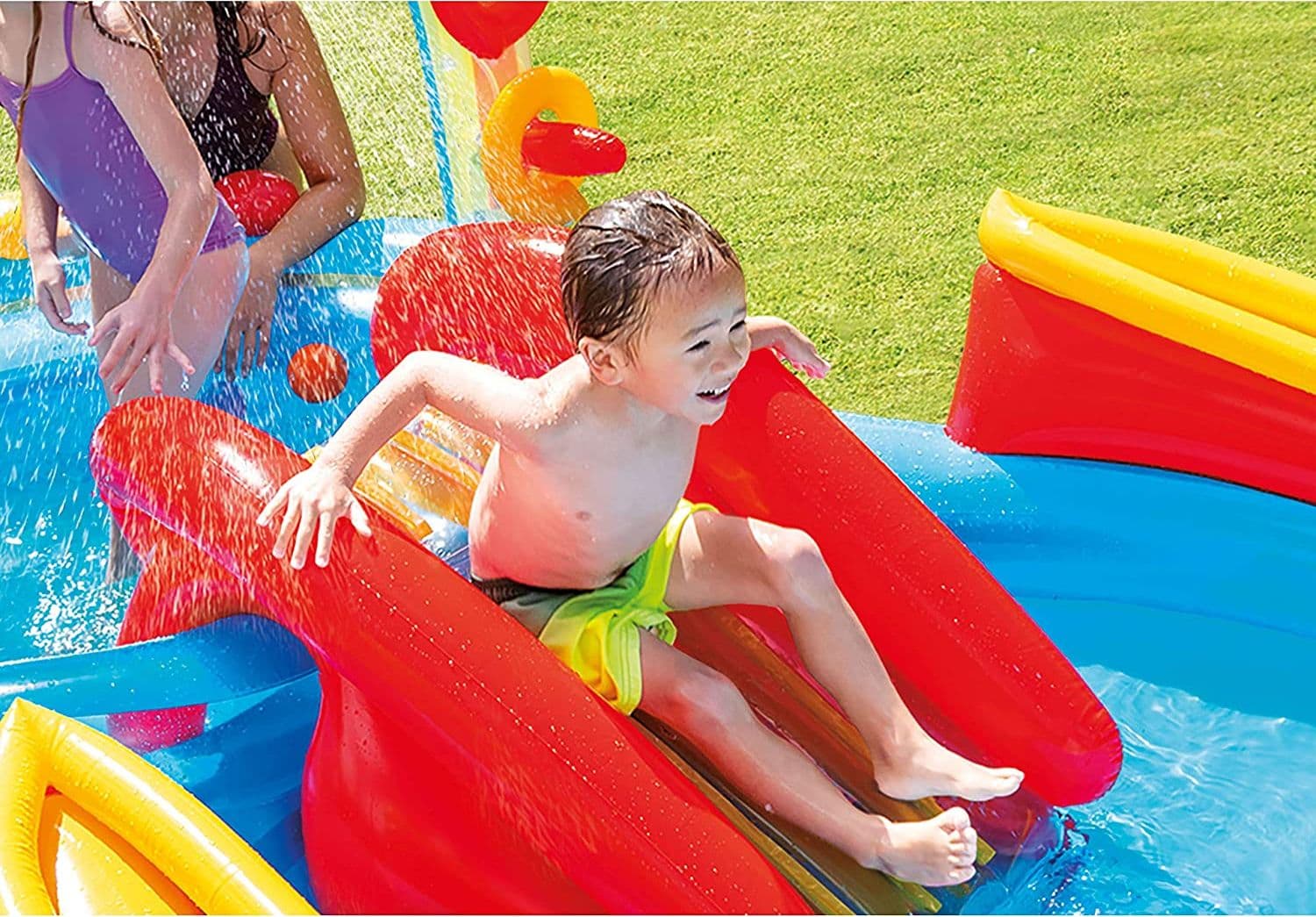 Piscina gonfiabile "Arcobaleno" con spruzzo per bambini 297 x 193 cm - 6