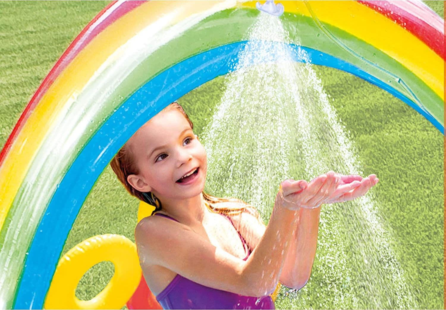 Piscina gonfiabile "Arcobaleno" con spruzzo per bambini 297 x 193 cm - 7