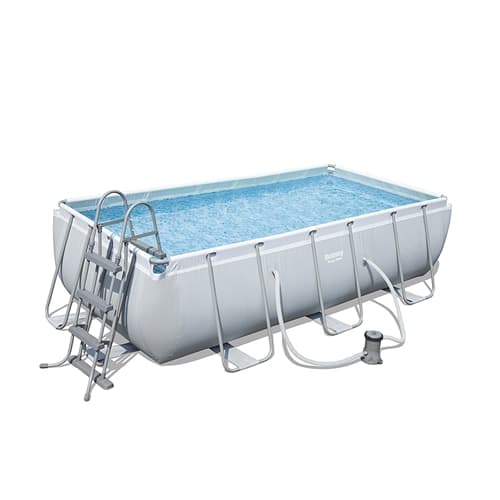 Piscina rettangolare 404 x 201cm h100 con pompa e scaletta da giardino e veranda - 2