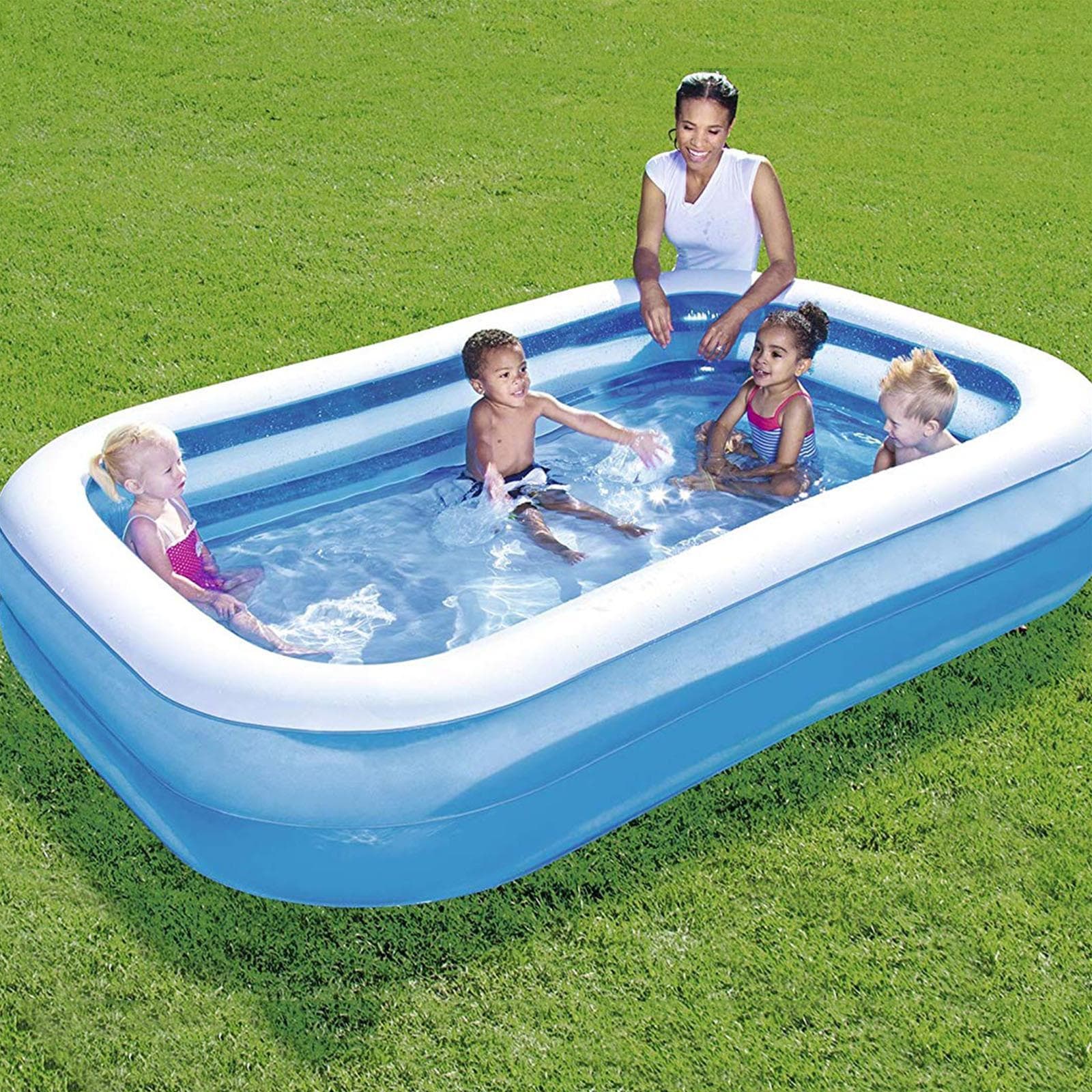 Piscina gonfiabile rettangolare 305 x 183 cm da giardino balcone veranda bambini - 2
