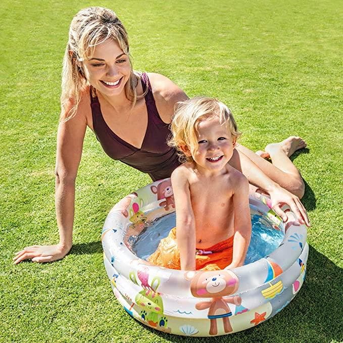 Piscina gonfiabile Baby Pool 3 Anelli, 61 x 22 cm, per bambini da balcone e spiaggia - 5