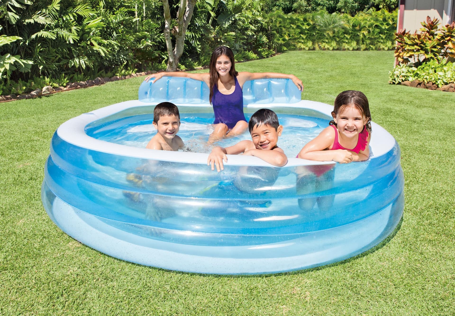 Piscina gonfiabile "Family" con poltrona e schienale per adulti e bambini - 3