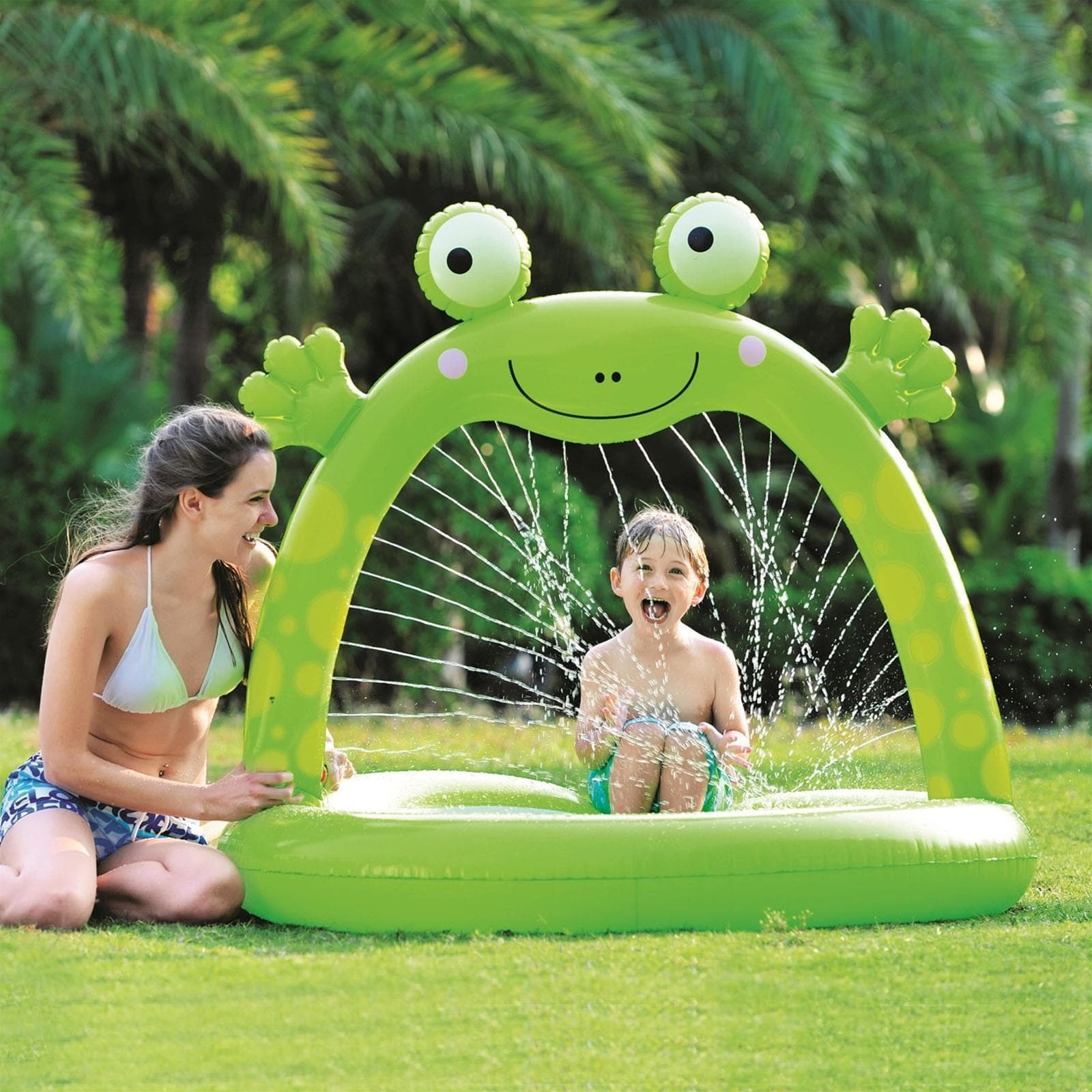 Piscina tonda 130 cm balcone spiaggia spruzzi gonfiabile giardino bambino bimbo - 2