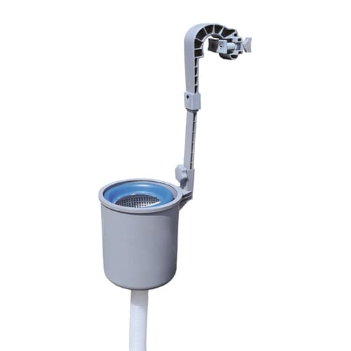 Skimmer di superficie a parete per raccolta di foglie e dispenser cloro piscina con struttura - 5