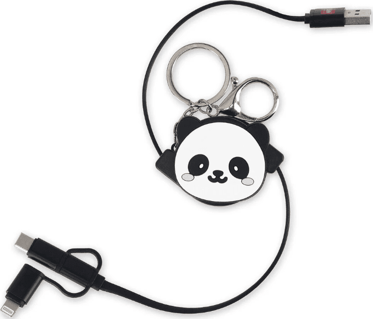 Legami - Cavo di Ricarica 3 in 1 Retrattile - Charge 'N Roll a tema Panda - 2