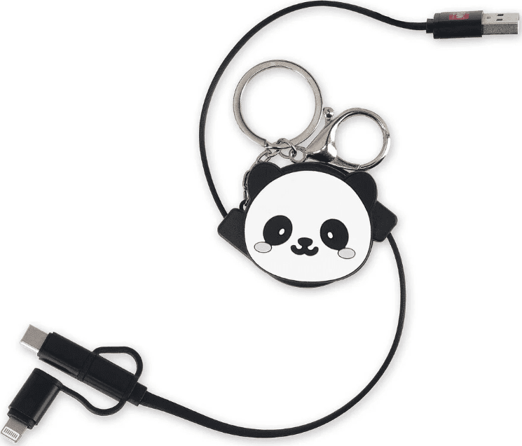 Legami - Cavo di Ricarica 3 in 1 Retrattile - Charge 'N Roll a tema Panda - 2