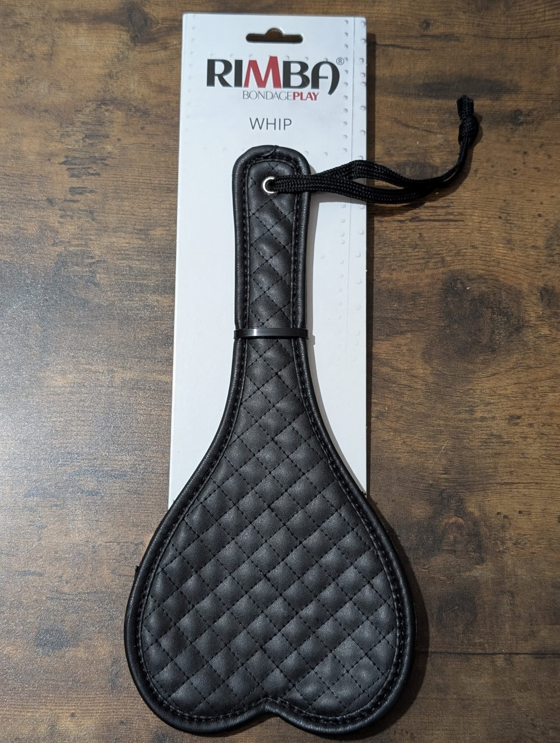 Paddle sculacciatore cuore lusso nero 35 cm pesante pelle PU nero frustino sexy - 7