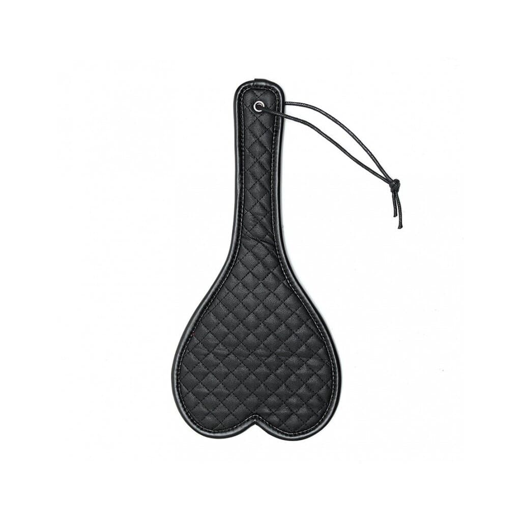 Paddle sculacciatore cuore lusso nero 35 cm pesante pelle PU nero frustino sexy - 2