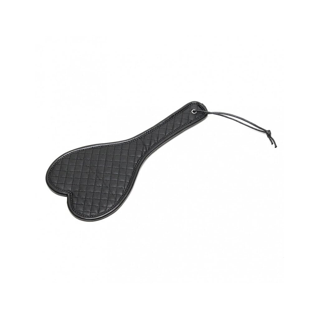 Paddle sculacciatore cuore lusso nero 35 cm pesante pelle PU nero frustino sexy - 3