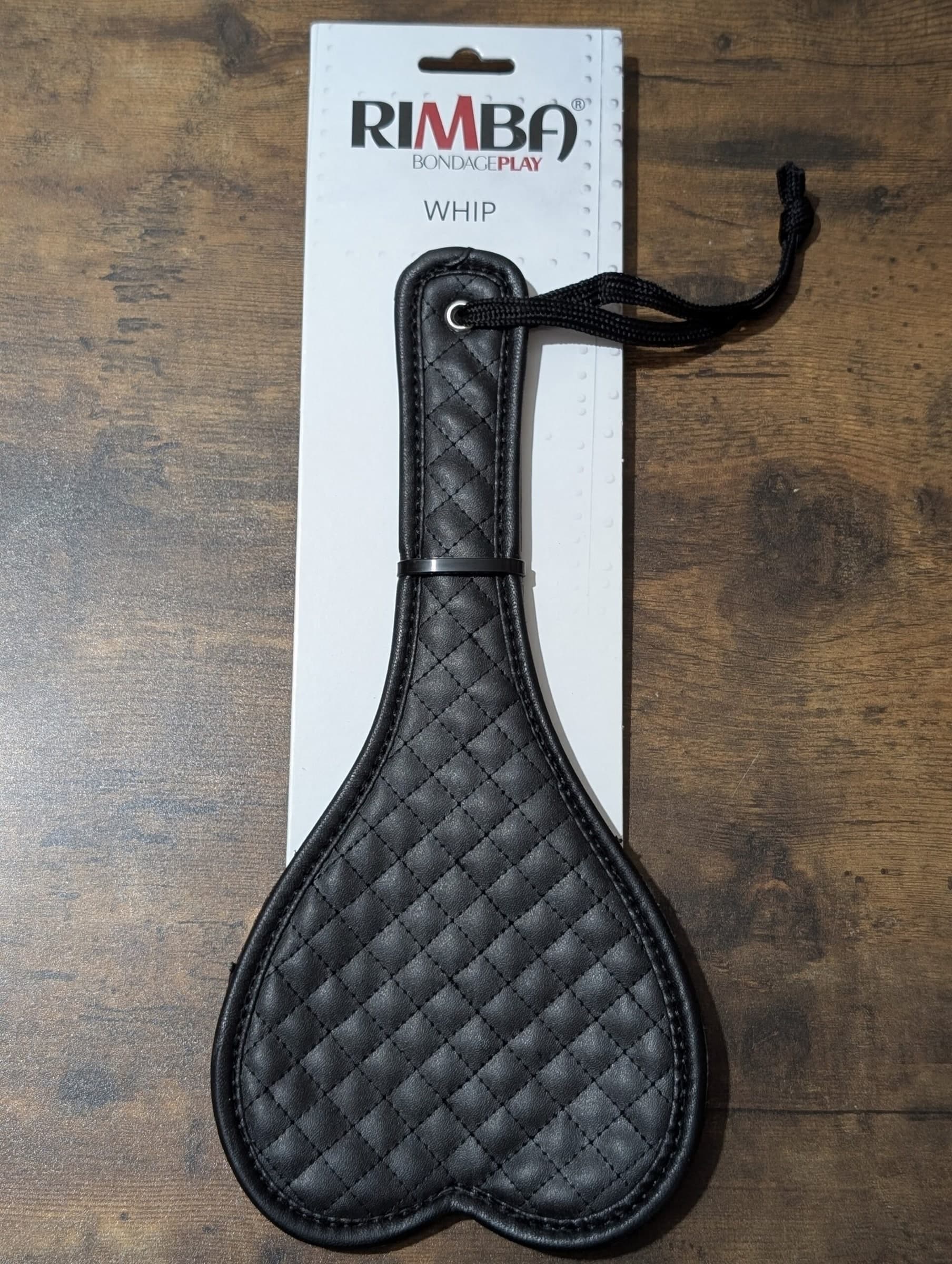 Paddle sculacciatore cuore lusso nero 35 cm pesante pelle PU nero frustino sexy - 4