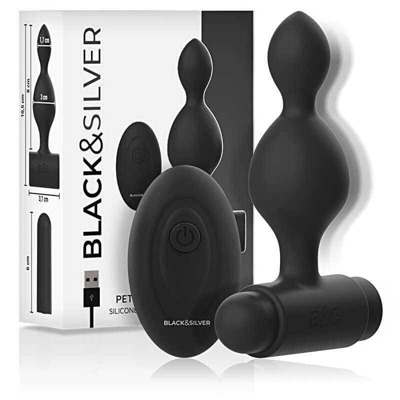Dream Love Black & Silver Tucker Plug Anale Vibrante Silicone con Telecomando - 7