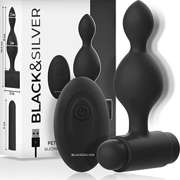 Dream Love Black & Silver Tucker Plug Anale Vibrante Silicone con Telecomando - 4