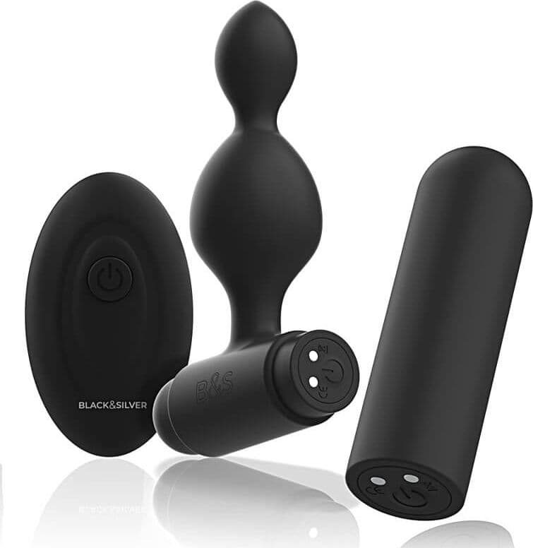 Dream Love Black & Silver Tucker Plug Anale Vibrante Silicone con Telecomando - 6