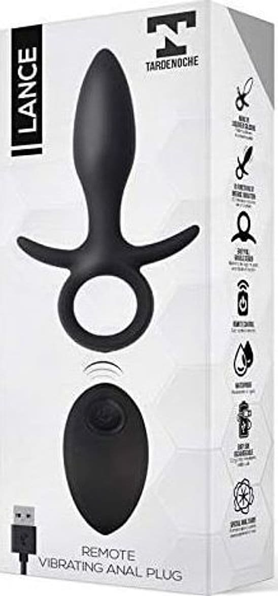 Plug anale a spada 14,5 cm Lance telecomando 10 vibrazioni USB nero silicone - 2