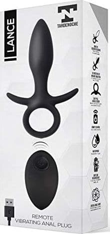 Plug anale a spada 14,5 cm Lance telecomando 10 vibrazioni USB nero silicone - 2