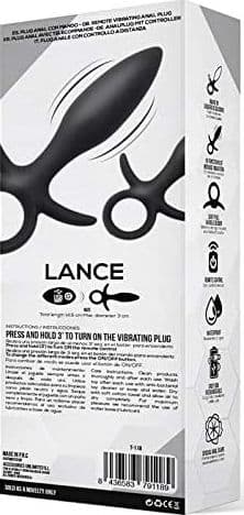 Plug anale a spada 14,5 cm Lance telecomando 10 vibrazioni USB nero silicone - 3