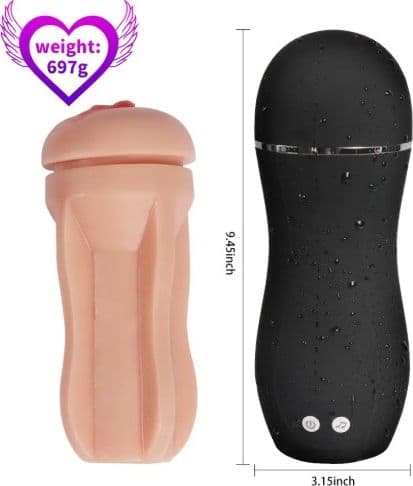 Shequ Ultra Soft Stroker Vagina Masturbatore Vibrante USB Tiny Man 10 X vibrazioni - 3