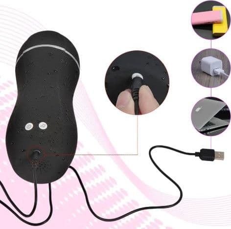 Shequ Ultra Soft Stroker Vagina Masturbatore Vibrante USB Tiny Man 10 X vibrazioni - 4