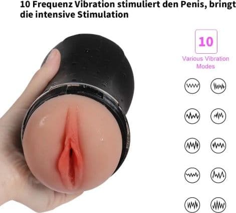 Shequ Ultra Soft Stroker Vagina Masturbatore Vibrante USB Tiny Man 10 X vibrazioni - 7