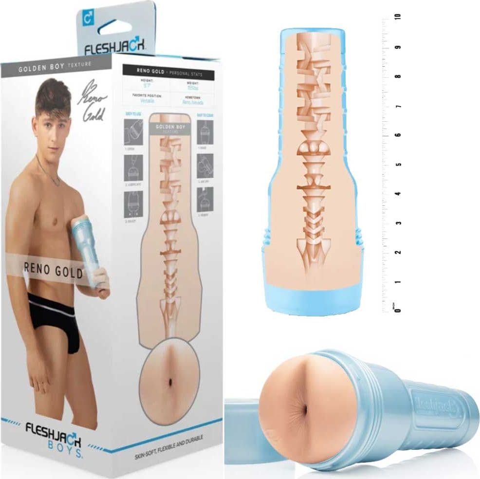 Fleshjack Boys Reno Gold Golden Boy Masturbatore Uomo SuperSkin 25 cm - 11