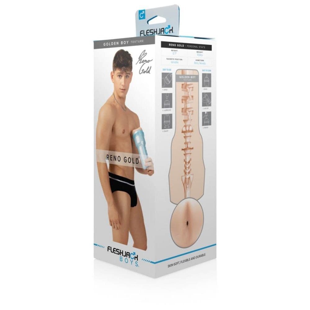 Fleshjack Boys Reno Gold Golden Boy Masturbatore Uomo SuperSkin 25 cm - 10