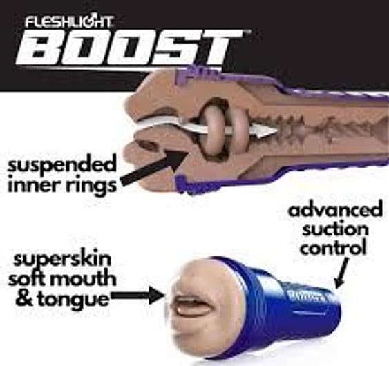 Fleshlight Boost Bang medium dark vagina Masturbatore Uomo SuperSkin/TPE Custodia Blu - 2
