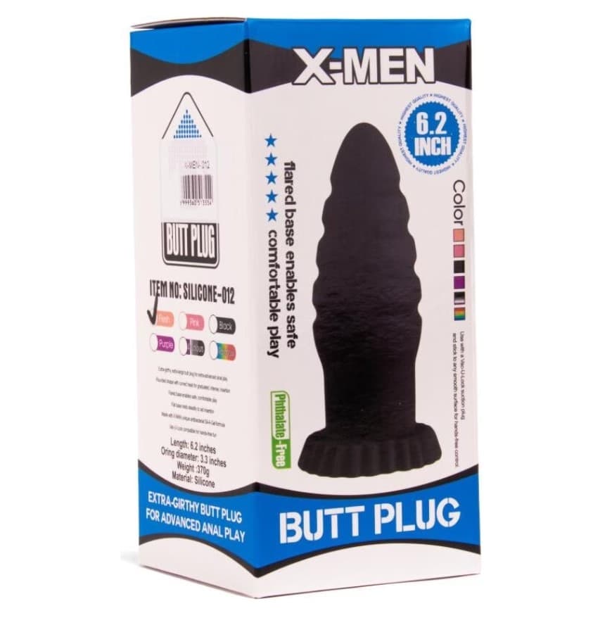 X-MEN Butt Plug XL pesante 6.2 Inch Silicone Beige con Ventosa Plug Anale XL 15,8 cm - 5