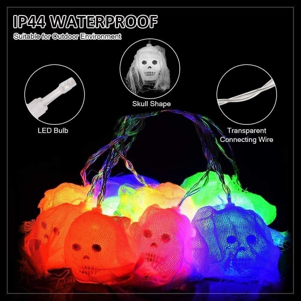 BLOOMWIN LED Stringa Luminosa di Halloween, 20 LED 10 Piedi Colorato Scheletro - 3