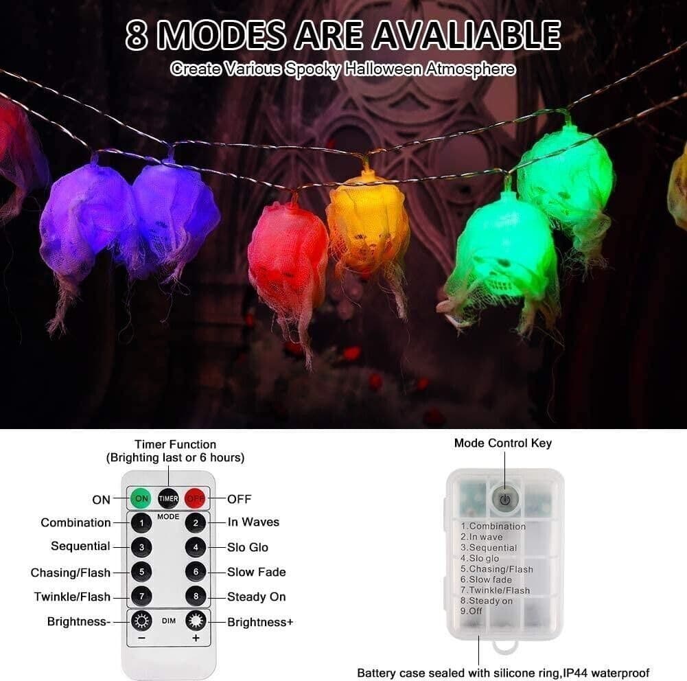 BLOOMWIN LED Stringa Luminosa di Halloween, 20 LED 10 Piedi Colorato Scheletro - 4
