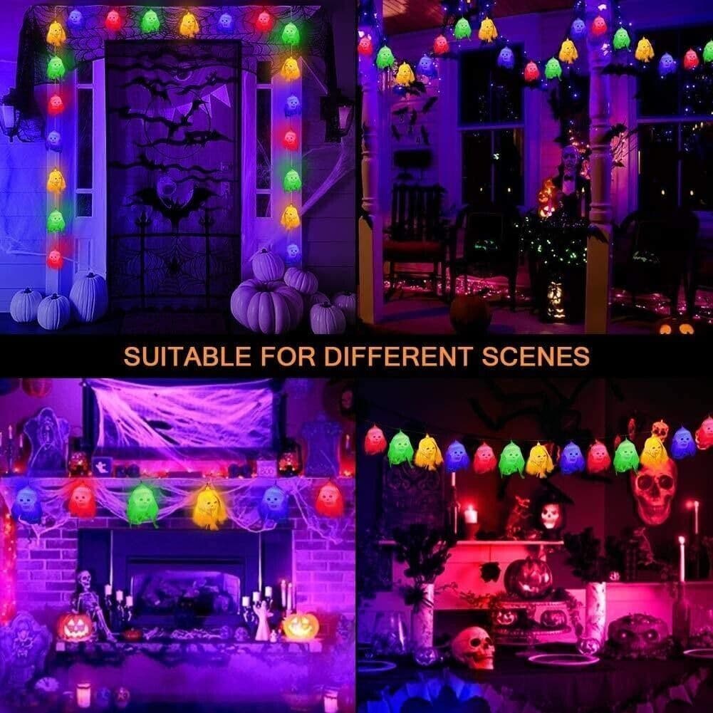 BLOOMWIN LED Stringa Luminosa di Halloween, 20 LED 10 Piedi Colorato Scheletro - 6