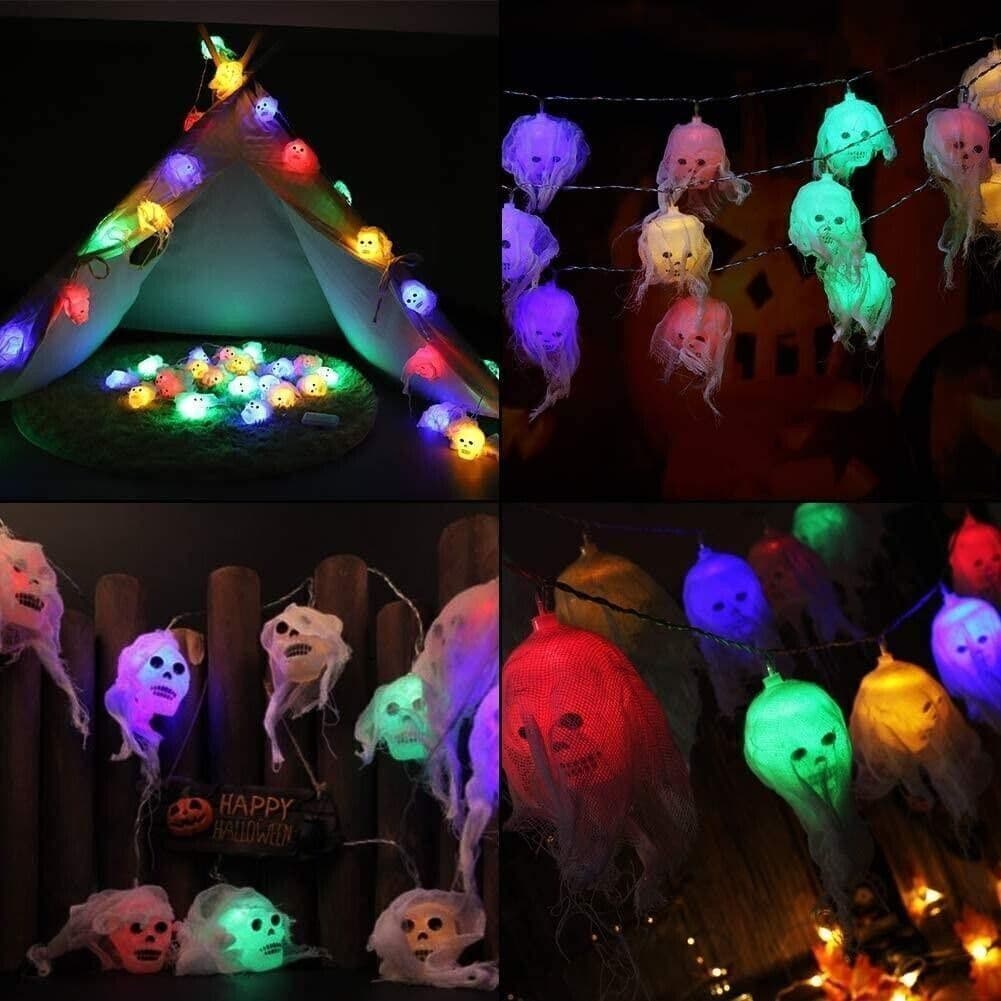 BLOOMWIN LED Stringa Luminosa di Halloween, 20 LED 10 Piedi Colorato Scheletro - 8