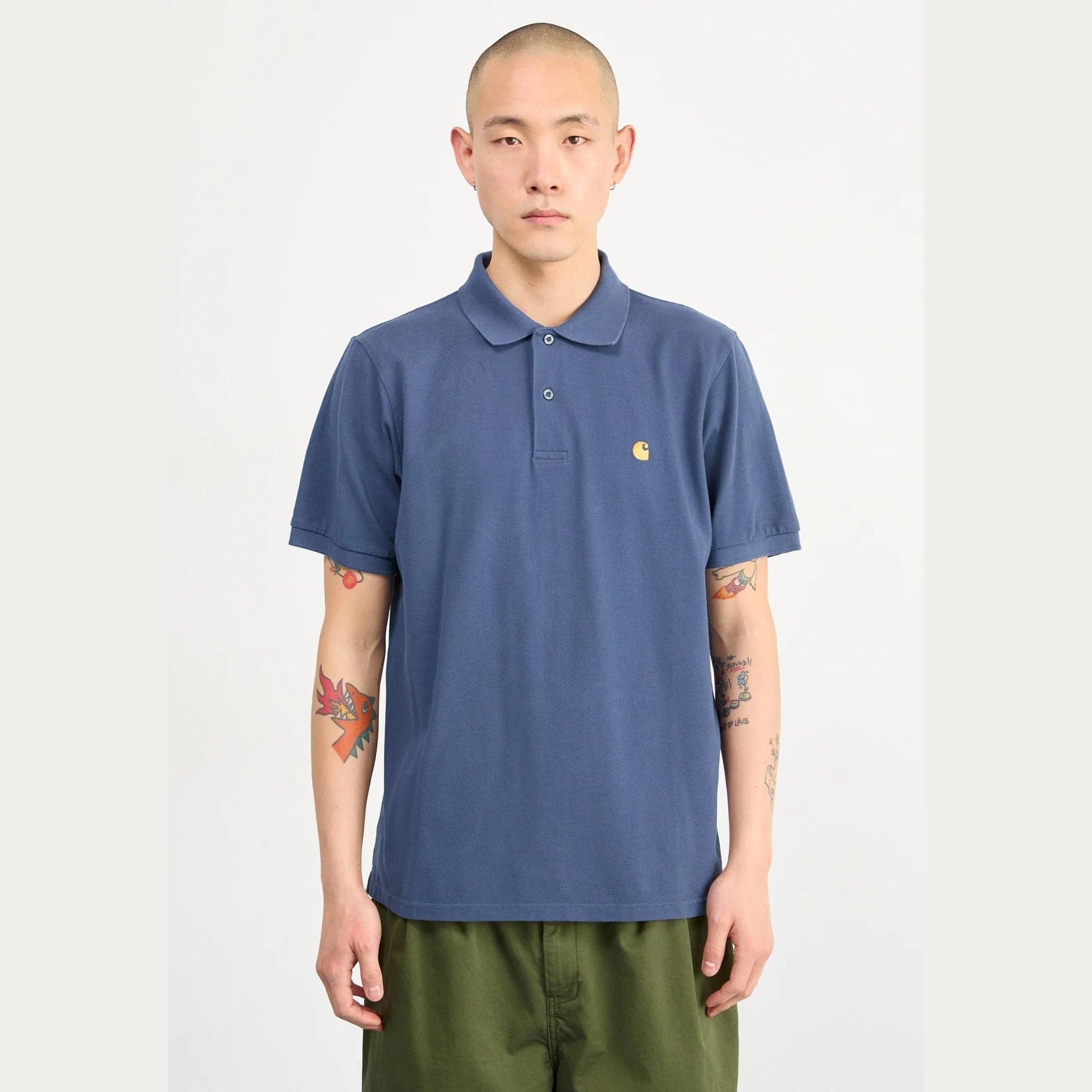 Polo Carhartt Chase Pique dusky blue gold - 2
