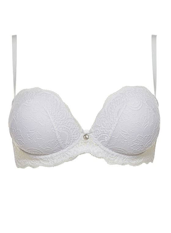 Reggiseno fascia effetto super push up 2 taglie extra pizzo coppa b lormar - 3