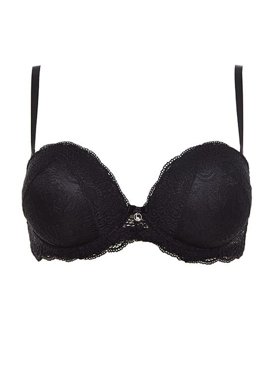 Reggiseno fascia effetto super push up 2 taglie extra pizzo coppa b lormar - 4