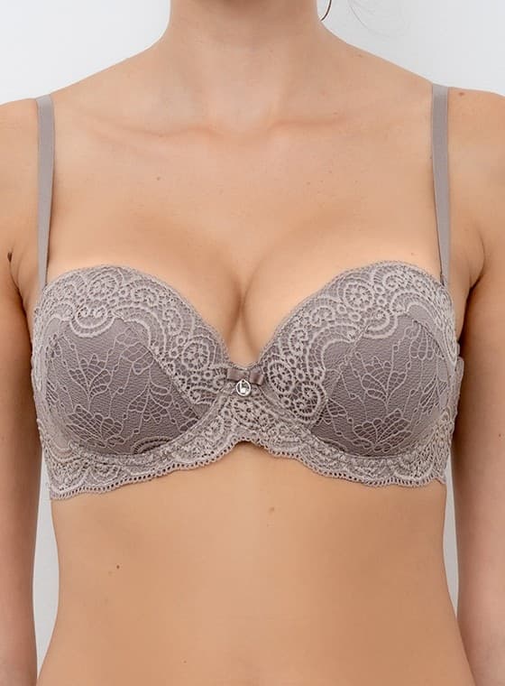 Reggiseno fascia effetto super push up 2 taglie extra pizzo coppa b lormar - 6