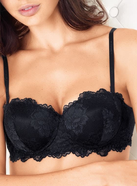 Reggiseno fascia balconcino in pizzo deluxe coppa b lormar - 1