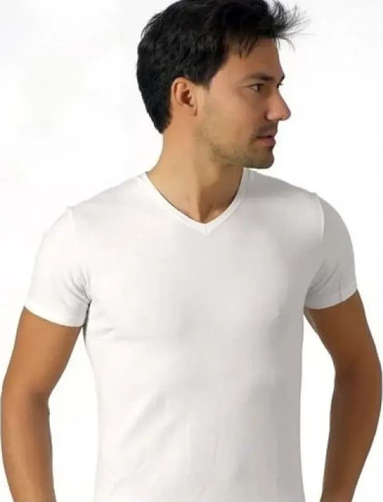 Maglia intima uomo mezza manica scollo V cotone elasticizzato armata di mare gt109 - 1