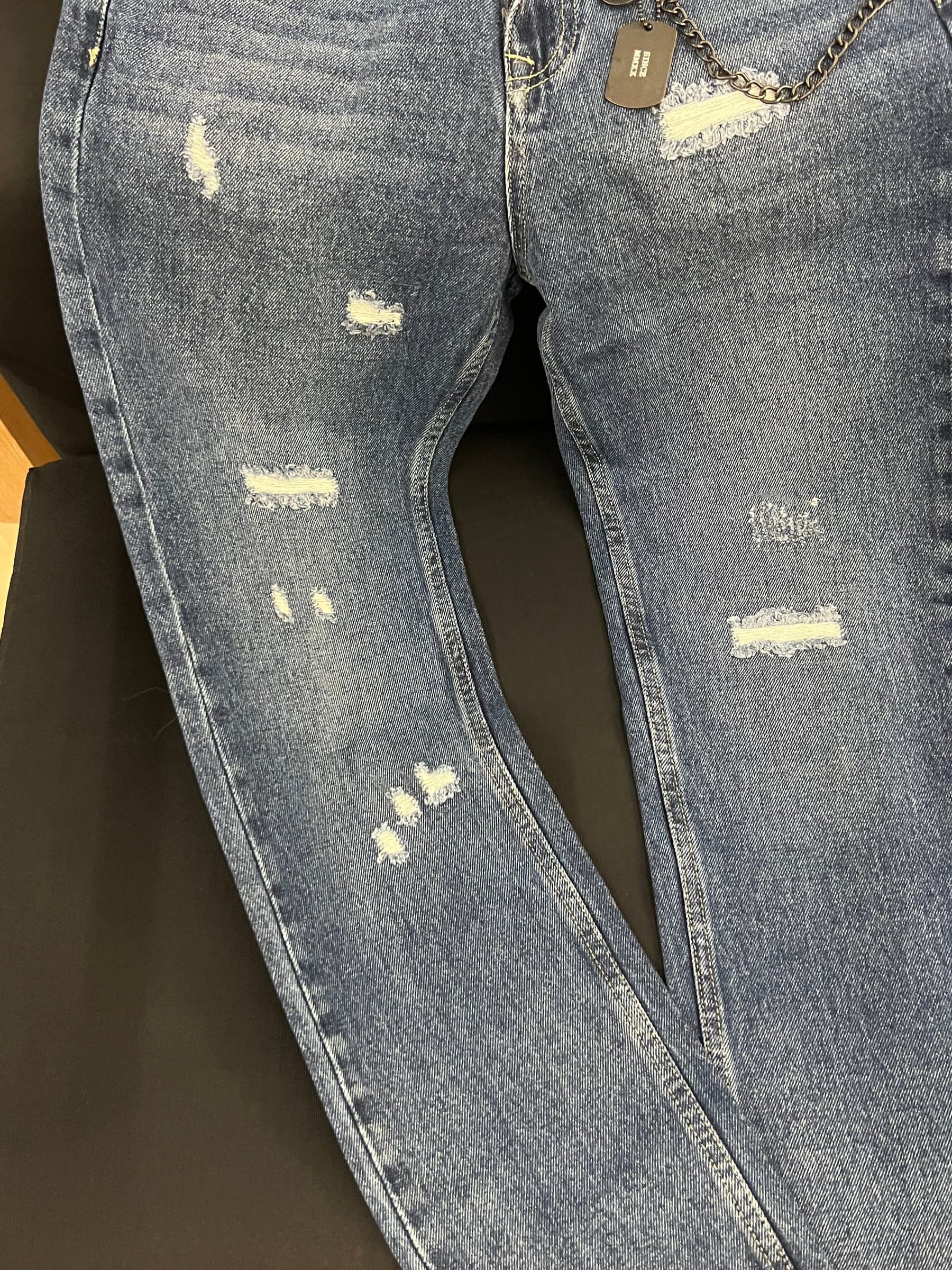 Jeans 5 tasche c/abrasioni c/logo - 6