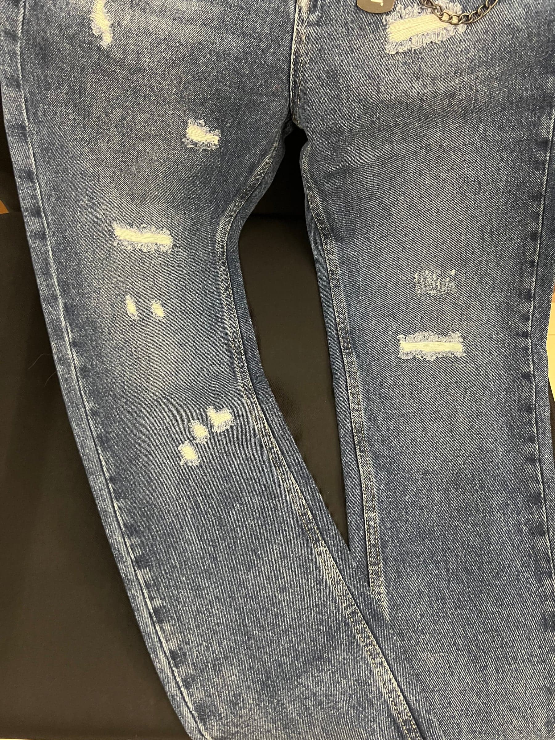 Jeans 5 tasche c/abrasioni c/logo - 7